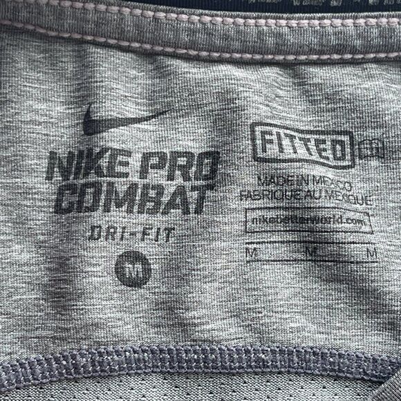 Nike Pro Combat Dri Fit Fitted Shirt Grey, Size Medium - Picture 6 of 10